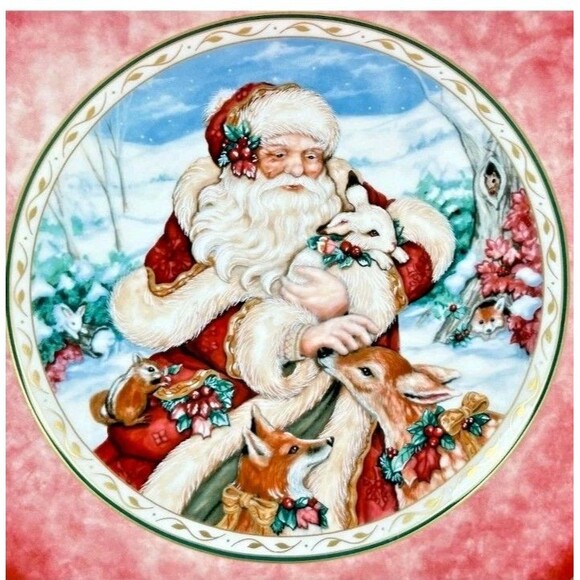 Fitz & Floyd Winter Holiday LOT OF 6 - 9.25" Salad Plates 2002 Christmas Santa - Picture 2 of 5